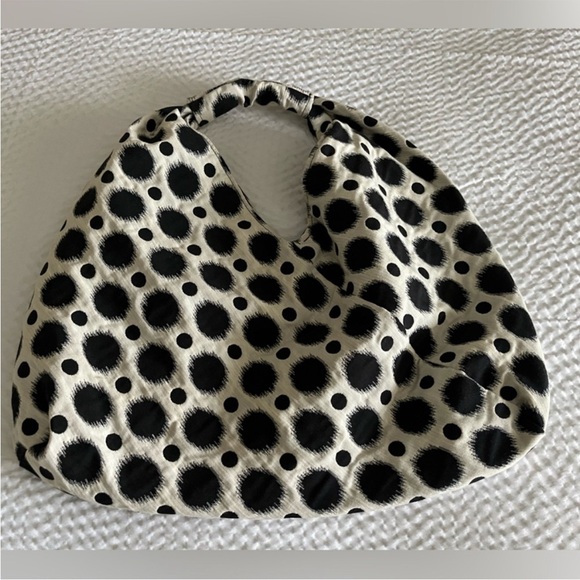 biita Handbags - Biita Hobo shoulder bag in polka dot black and cream fabric purse